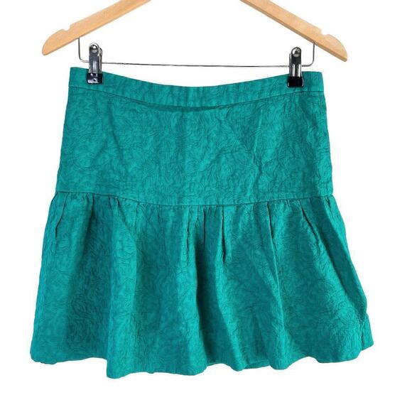 J.Crew Matelasse Drop-Waist Mini Skirt in Green 100% Cotton, Size 4 - Picture 2 of 8